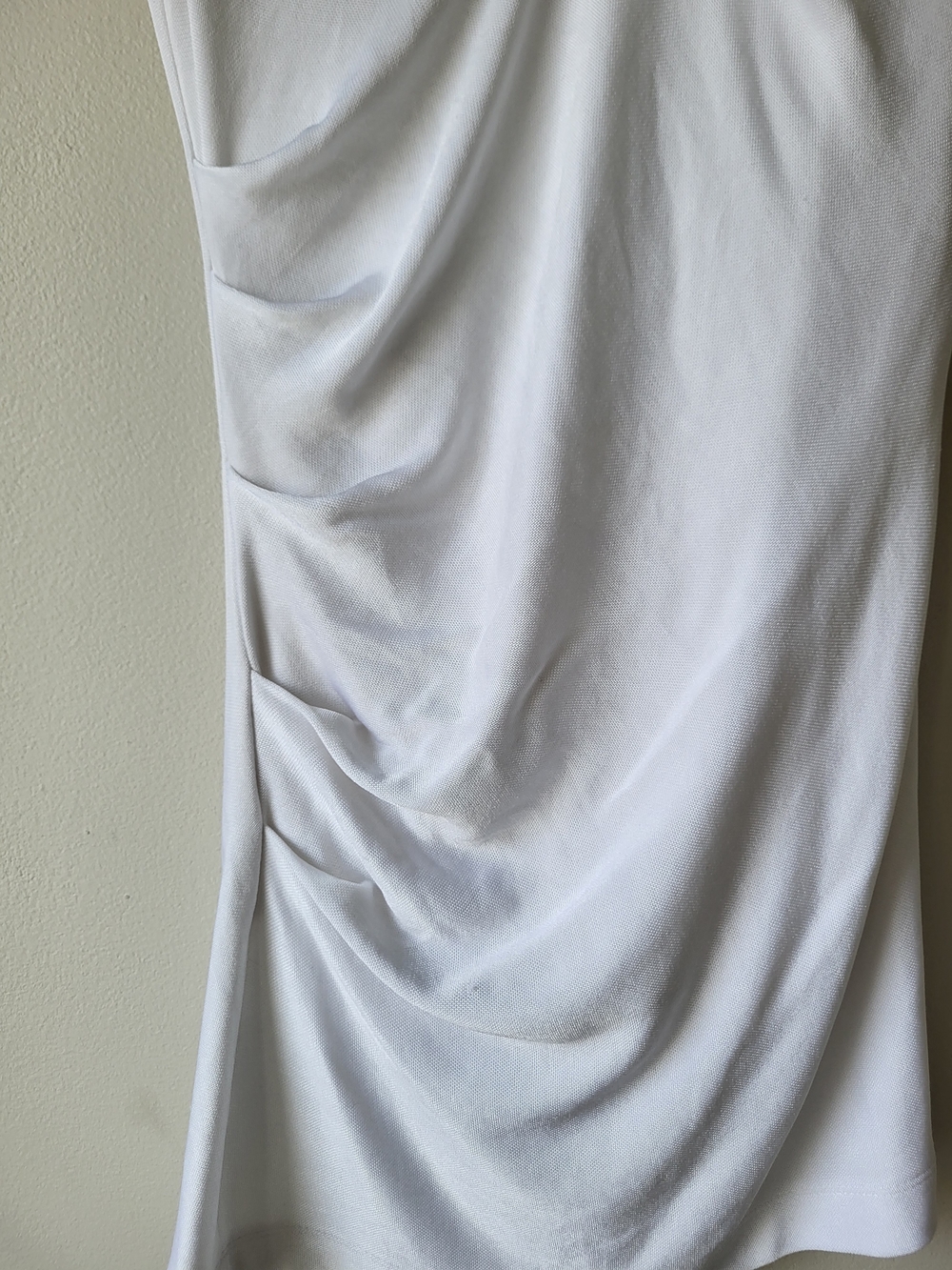 T by Alexander Wang White Draped Side-Ruched Short Sleeve Bodycon Tee Dress - Picture 3 of 12